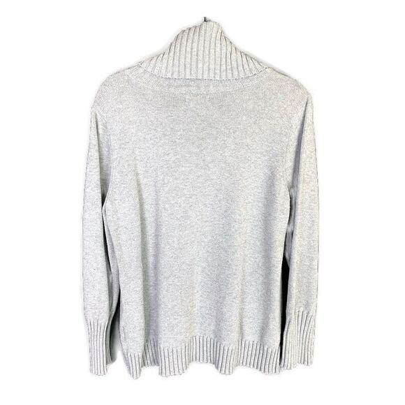 Nautica Womens Gray Ribbed Cowl Neck Sweater XL 100% Cotton Long Sleeve - Picture 2 of 5